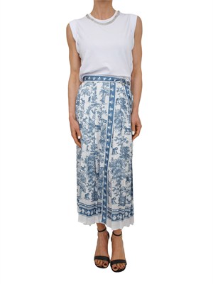 Gonna midi Fracomina in tessuto stampa esotica blu in DONNA