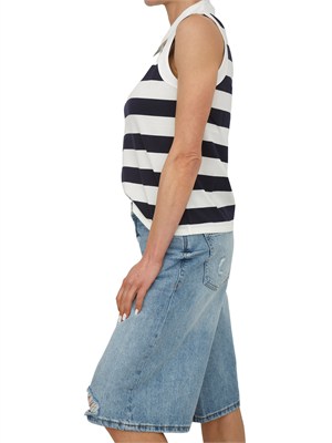 Polo smanicata Fracomina in misto cotone a righe blu in DONNA