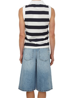 Polo smanicata Fracomina in misto cotone a righe blu in DONNA