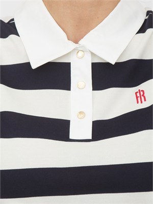 Polo smanicata Fracomina in misto cotone a righe blu in DONNA