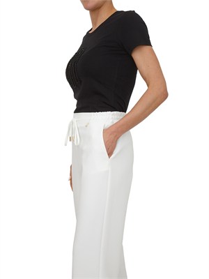 T-shirt nera Fracomina in misto cotone logo in pizzo in DONNA