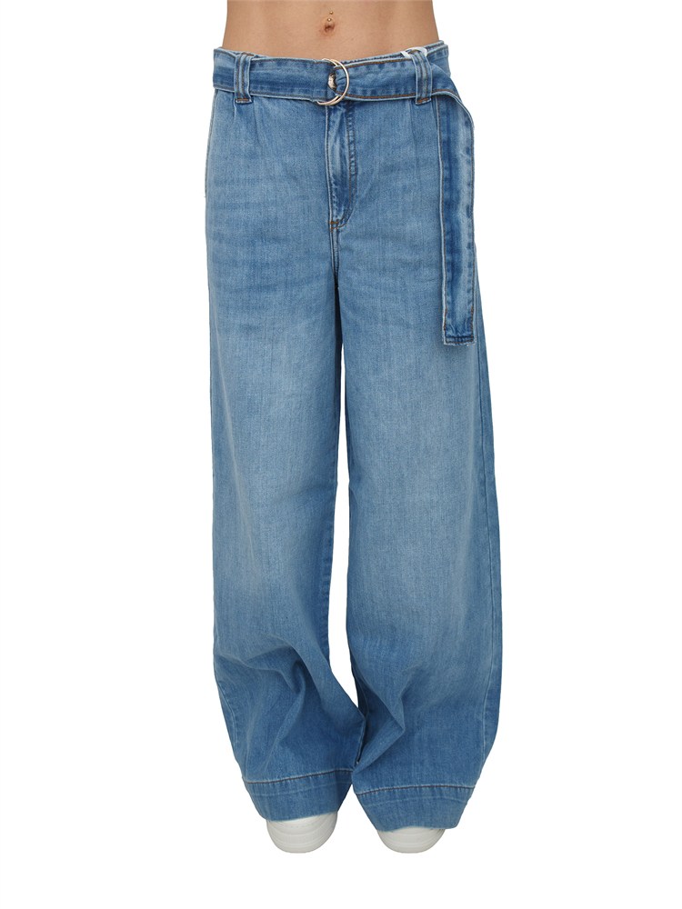 Jeans flare a palazzo Fracomina in denim medio chiaro