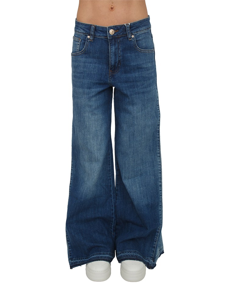 Jeans Fracomina in denim blu medio fondo ampio