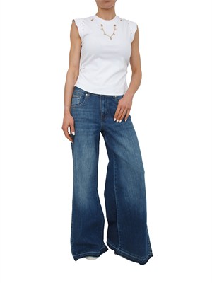 Jeans Fracomina in denim blu medio fondo ampio in DONNA