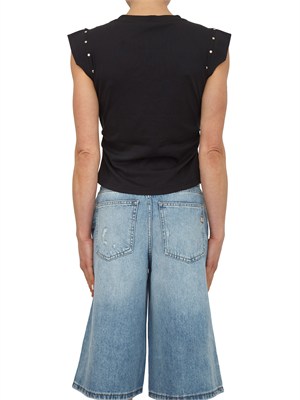 T-shirt Fracomina in misto cotone nero con collana in DONNA