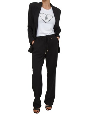 T-shirt bianca Fracomina in cotone con ricamo e strass logo a cuore in DONNA