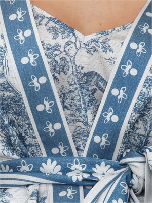 Giacca kimono Fracomina in tessuto stampa esotica blu in DONNA