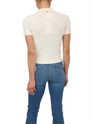 Polo slim Fracomina in viscosa crema con strass in DONNA