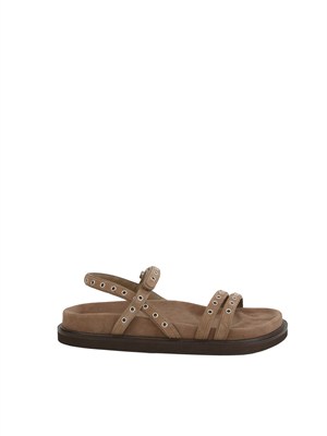 Sandalo flat Umile di Marella in camoscio taupe in DONNA