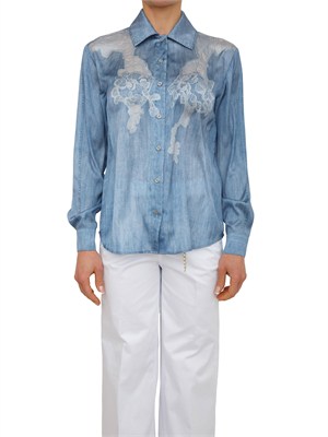 Camicia Liu Jo donna in fluido raso stampato effetto denim in DONNA