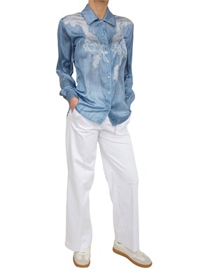 Camicia Liu Jo donna in fluido raso stampato effetto denim in DONNA