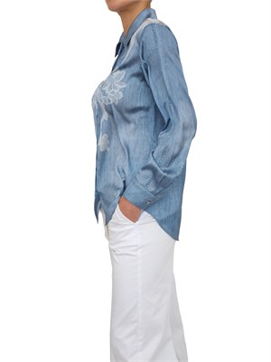 Camicia Liu Jo donna in fluido raso stampato effetto denim in DONNA