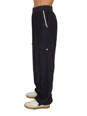 Pantaloni jogger Liu Jo donna in organza jacquard blu in DONNA