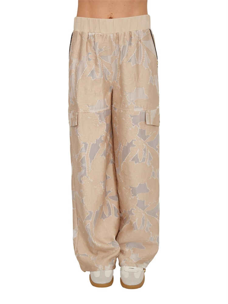 Pantaloni jogger Liu Jo donna in organza jacquard beige
