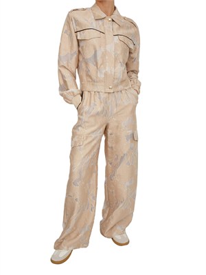 Pantaloni jogger Liu Jo donna in organza jacquard beige in DONNA