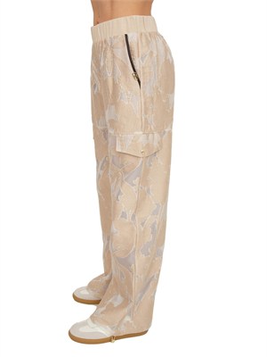 Pantaloni jogger Liu Jo donna in organza jacquard beige in DONNA