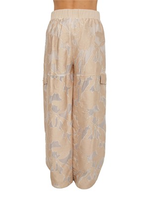 Pantaloni jogger Liu Jo donna in organza jacquard beige in DONNA