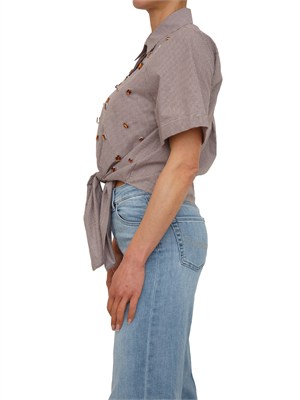 Camicia Liu Jo donna in cotone marrone a scacchi e gioielli in DONNA