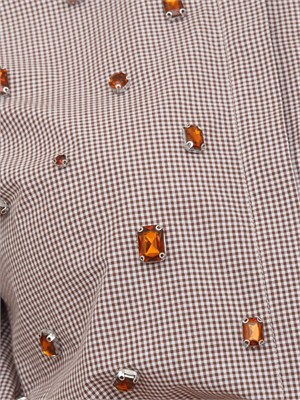 Camicia Liu Jo donna in cotone marrone a scacchi e gioielli in DONNA