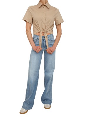 Camicia Liu Jo donna in popeline di cotone beige in DONNA