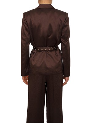 Giacca Liu Jo donna in raso wrinkle marrone con cinture in DONNA