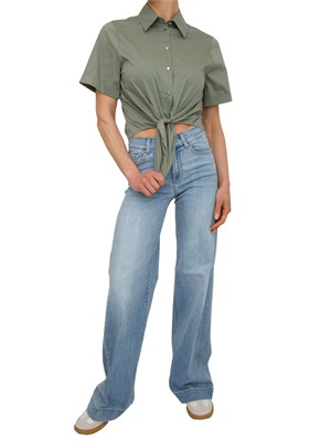 Camicia Liu Jo donna in popeline di cotone verde in DONNA