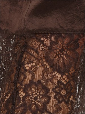 Gonna longuette Liu Jo in raso wrinkle marrone con pizzo in DONNA