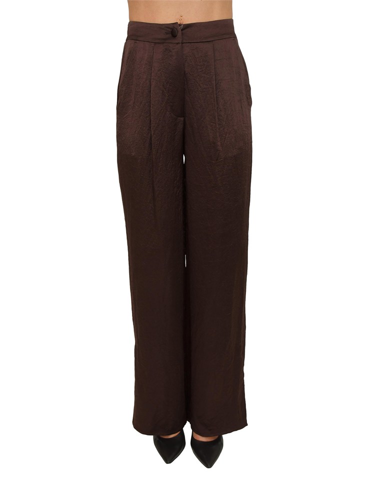 Pantaloni Liu Jo donna in raso wrinkle marrone