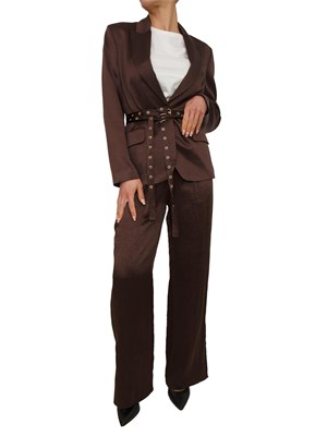 Pantaloni Liu Jo donna in raso wrinkle marrone in DONNA