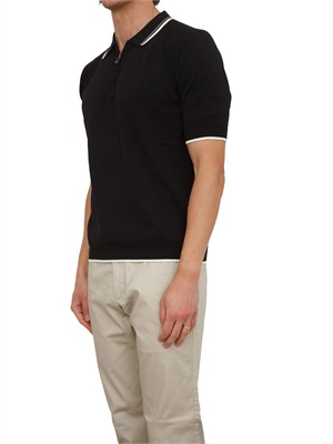 Polo in maglia Armani Exchange nero profili a contrasto in UOMO