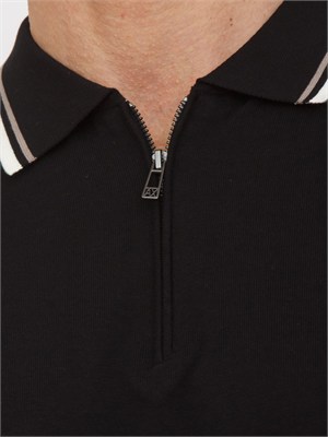 Polo in maglia Armani Exchange nero profili a contrasto in UOMO