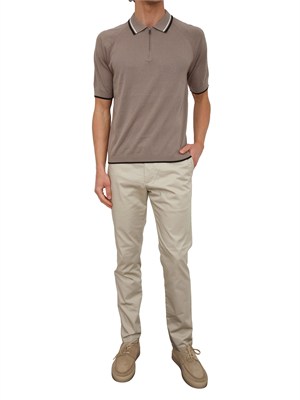 Polo in maglia Armani Exchange taupe profili a contrasto in UOMO