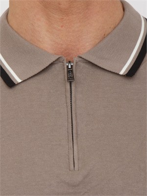 Polo in maglia Armani Exchange taupe profili a contrasto in UOMO