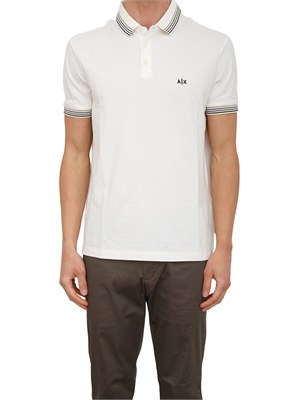 Polo Armani Exchange in piquet di cotone panna in UOMO