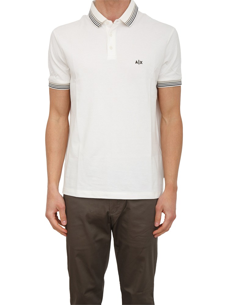Polo Armani Exchange in piquet di cotone panna