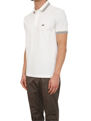 Polo Armani Exchange in piquet di cotone panna in UOMO