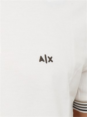 Polo Armani Exchange in piquet di cotone panna in UOMO