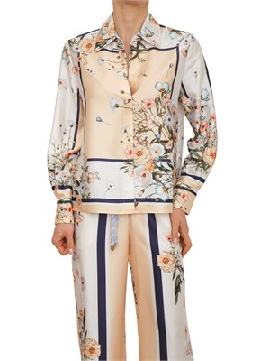 Camicia Liu Jo donna in twill crema con stampa fiori in DONNA