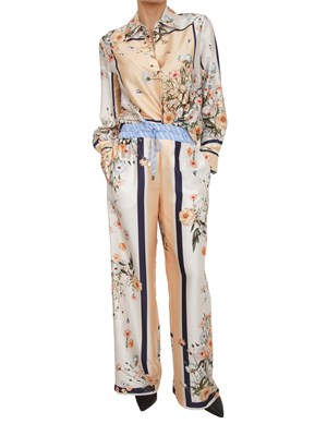 Camicia Liu Jo donna in twill crema con stampa fiori in DONNA