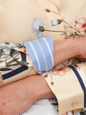 Camicia Liu Jo donna in twill crema con stampa fiori in DONNA