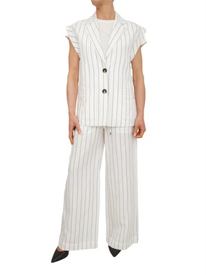 Gilet Liu Jo donna in misto lino bianco a righe in DONNA