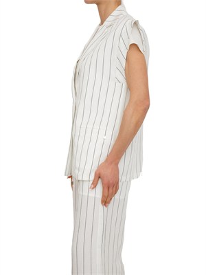Gilet Liu Jo donna in misto lino bianco a righe in DONNA