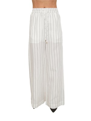 Pantaloni Liu Jo donna in misto lino bianco a righe in DONNA