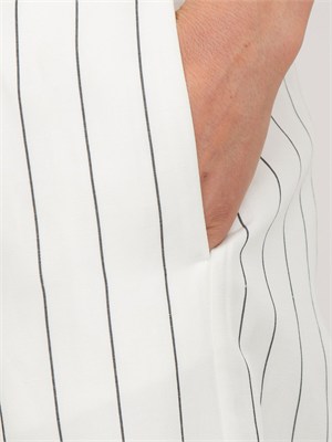 Pantaloni Liu Jo donna in misto lino bianco a righe in DONNA