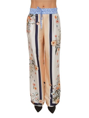 Pantaloni Liu Jo donna  in twill stampato fiori in DONNA