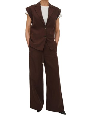 Gilet Liu Jo donna in misto lino marrone in DONNA