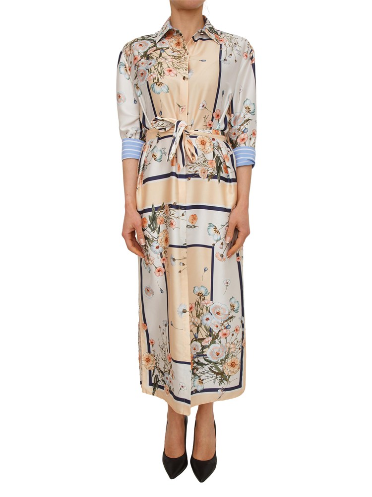 Abito chemisier Liu Jo crema in twill stampato fantasia