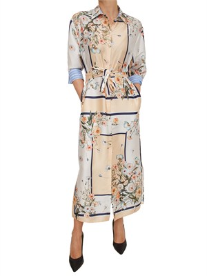 Abito chemisier Liu Jo crema in twill stampato fantasia in DONNA