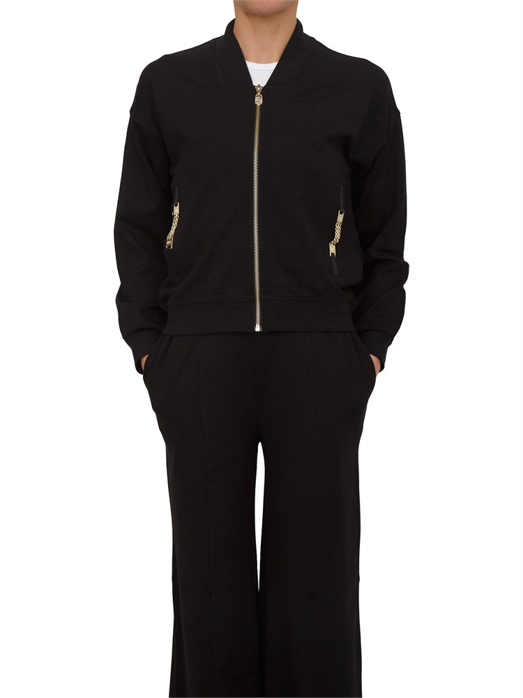 Felpa Liu Jo donna in tessuto nero con catenine