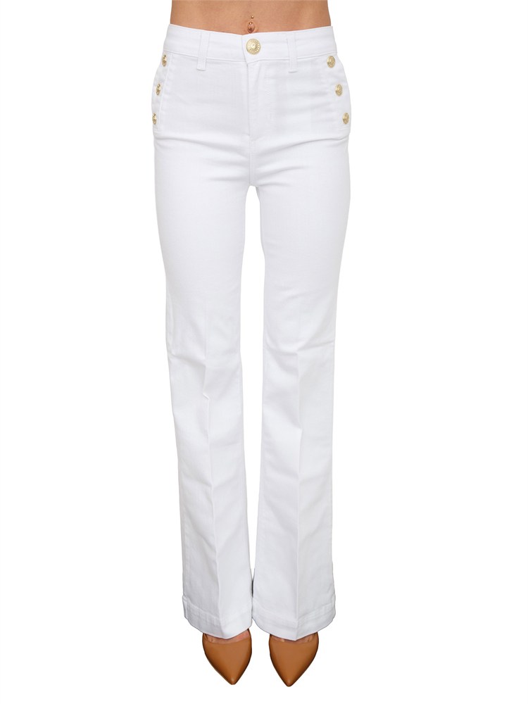 Jeans Liu Jo donna bianchi con bottoni oro